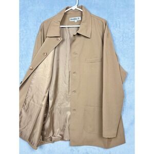 Inserch Men XL Tan Micro Polyester Button Front Car Coat Jacket Lined Tan